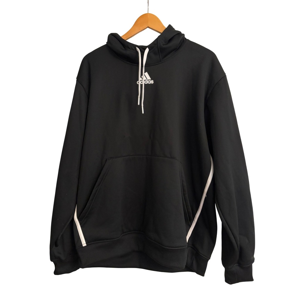 Adidas Hoodie Large Black Athletic, Gym, Streetwear, Fleece, Pullover, Warm
